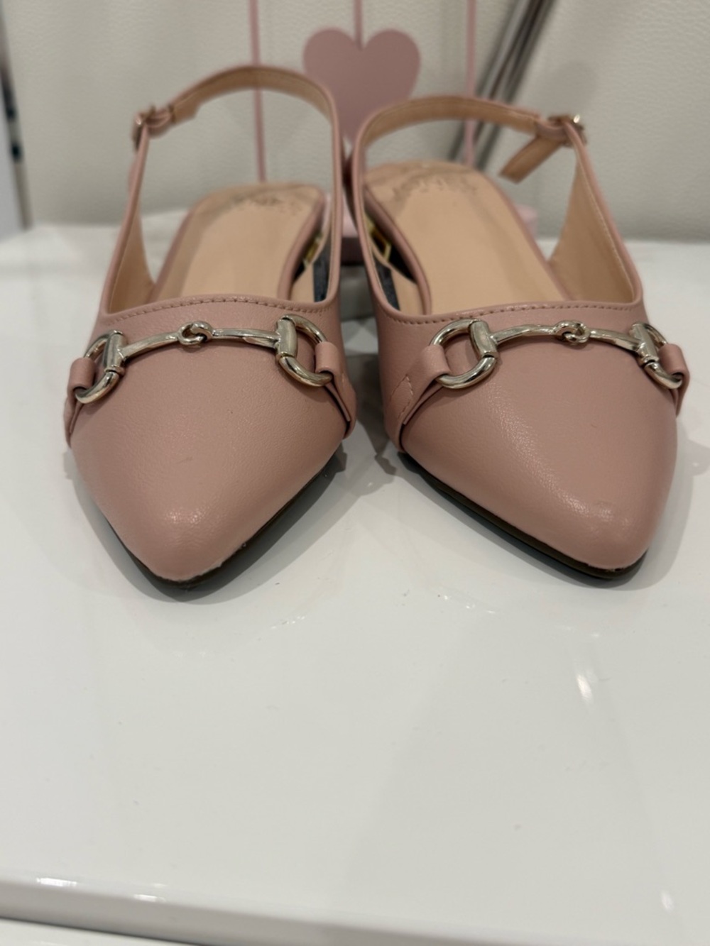 Jones New York Blush Pink Slingback Pointed Toe Mules